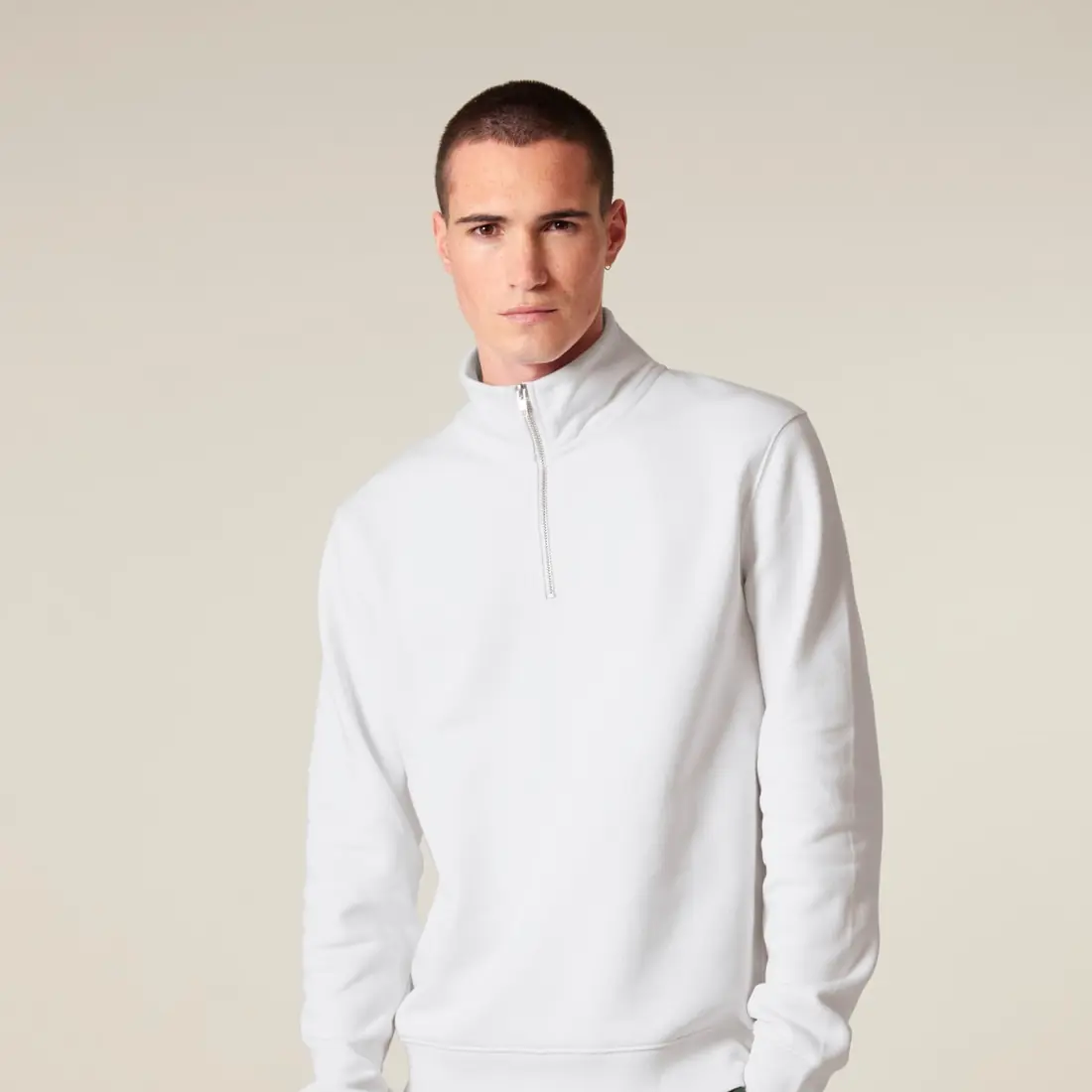 Sudadera media cremallera personalizada en White