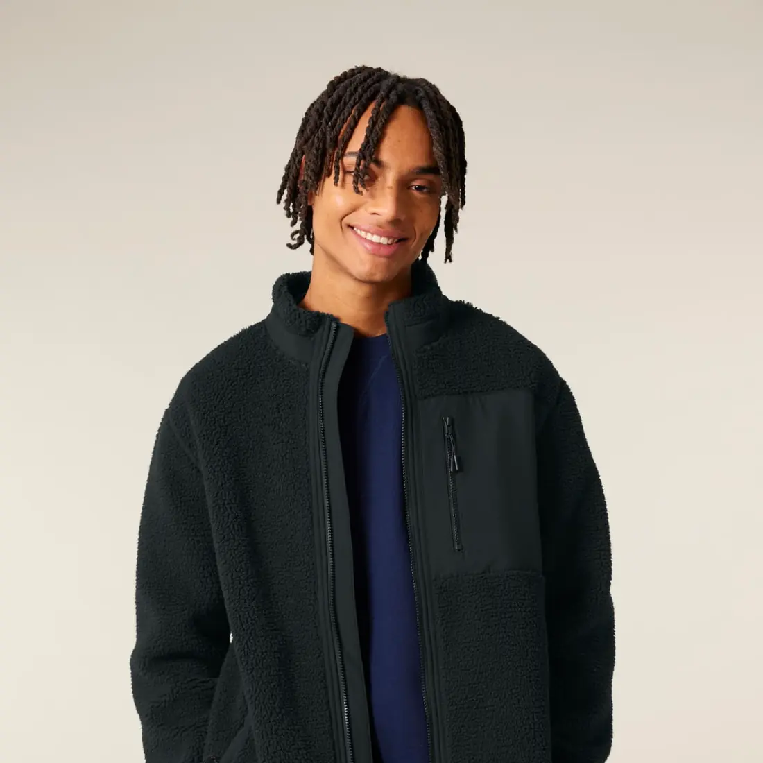 Custom Sherpa Jacket in Black