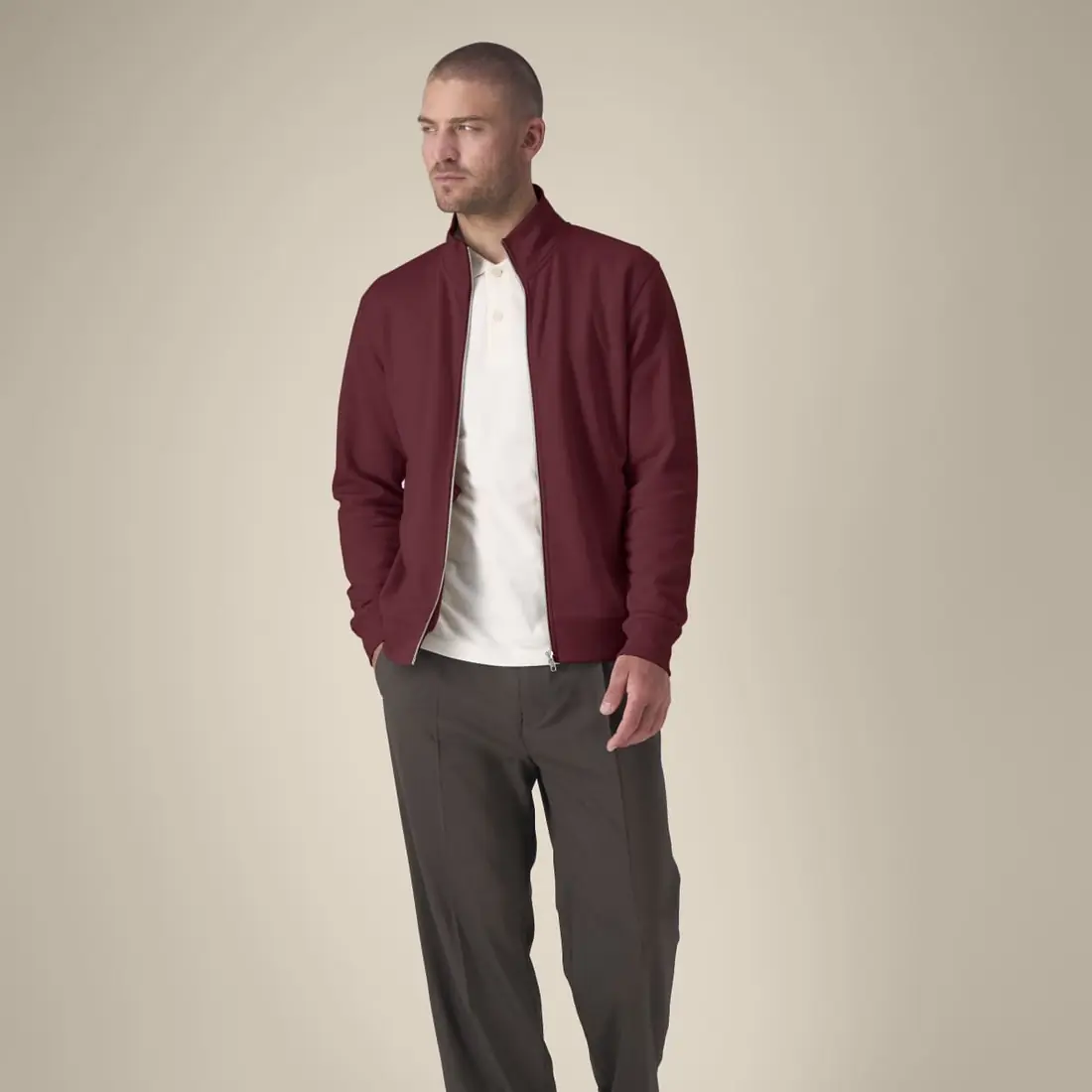 Sudadera con cremallera personalizada en Burgundy